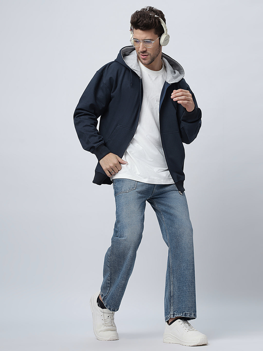 Oversize Navy Zipper Hoodie