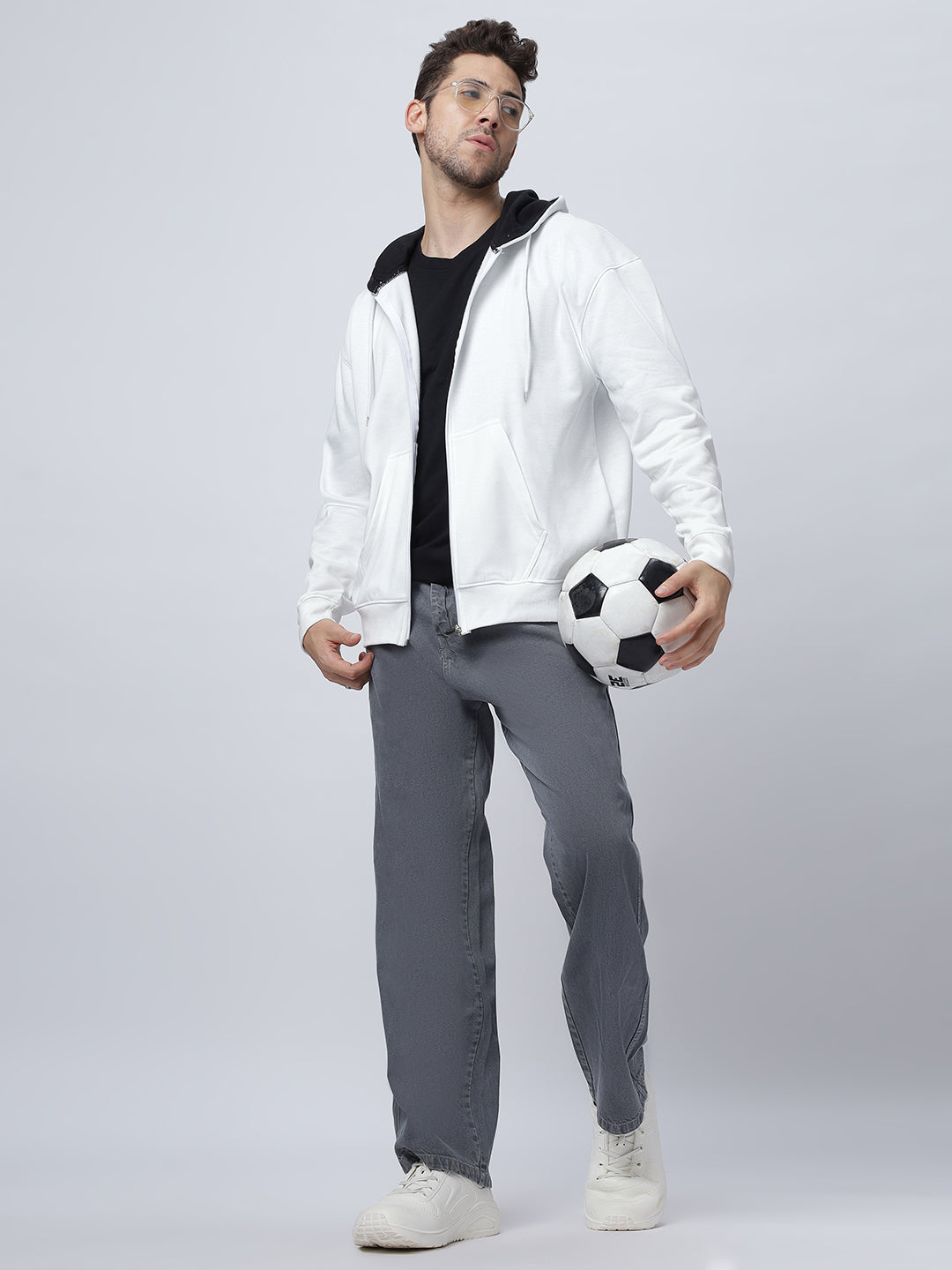 Oversize White Zipper Hoodie